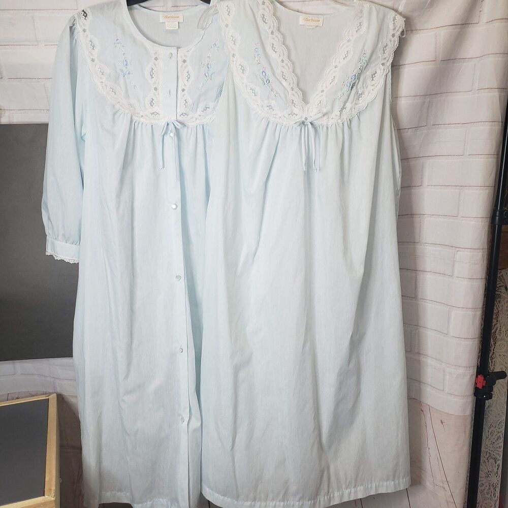 Vintage Barbizon Two-piece Peignoir Set Blue Robe & Gown Grandmacore Cottagecore - Picture 3 of 8